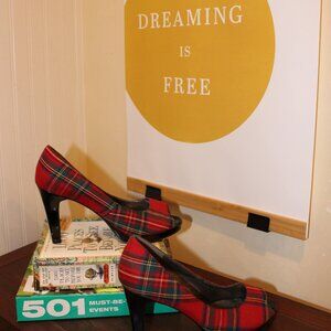 Bandolino Peep Toe Plaid Heels!